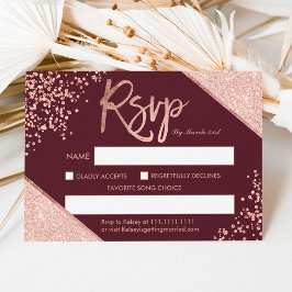 casamento rsvp com rosa dourado confetti burgundy