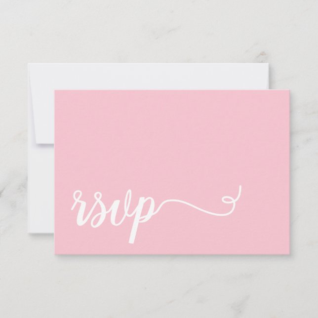Casamento RSVP de Caligrafia Branca e Rosa Simpleb (Frente)