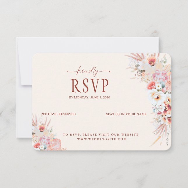 Casamento RSVP de Código de QR Floral de Pêssego (Frente)