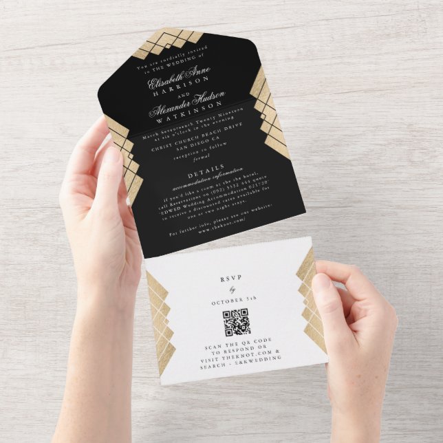 Casamento RSVP de CÓDIGO QR de CÓDIGO QR Gatsby Do (Tearaway)