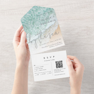 Casamento RSVP de Código QR de Destino de Praia Co