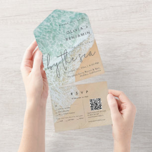 Casamento RSVP de Código QR de Destino de Praia Co