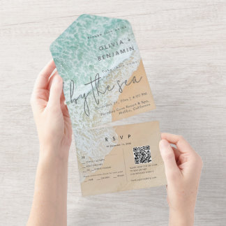 Casamento RSVP de Código QR de Destino de Praia Co