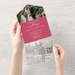Casamento RSVP de Código QR de Foto Magenta 2 Simp