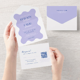 Casamento RSVP de Código QR de lavanda e Onda Azul
