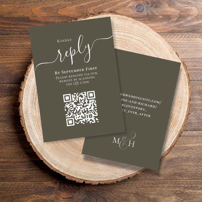 Casamento RSVP de Código QR de Orçamento Simples (Wedding RSVP response card with scannable QR Code. )