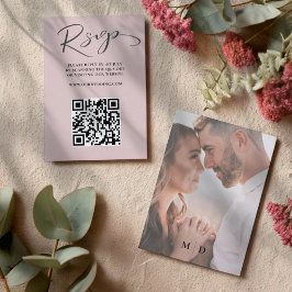 Casamento RSVP de Código QR de Rosa Dourado Elegan
