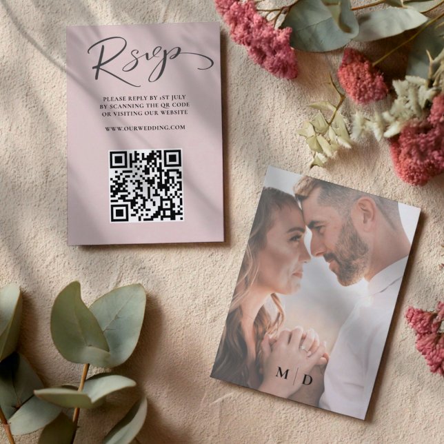 Casamento RSVP de Código QR de Rosa Dourado Elegan (Criador carregado)