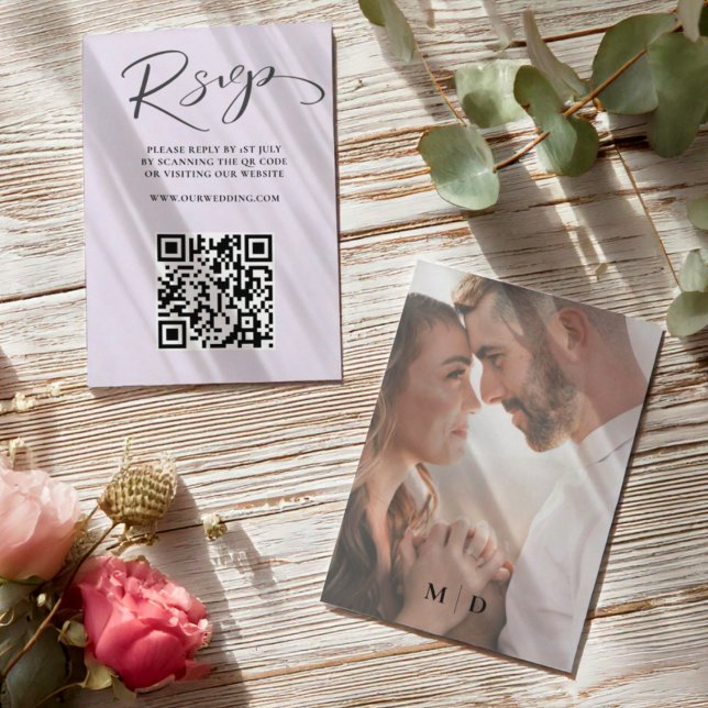 Casamento RSVP de Código QR Lilac Elegante (Criador carregado)