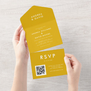 Casamento RSVP de Código QR Mínimo Amarelo de Most