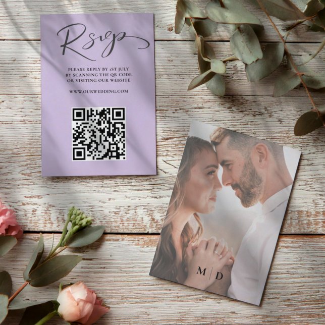 Casamento RSVP de Código QR preto e branco moderno (Criador carregado)