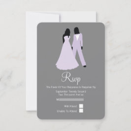 Casamento RSVP De Duas Noivas (Lilac E Cinza)