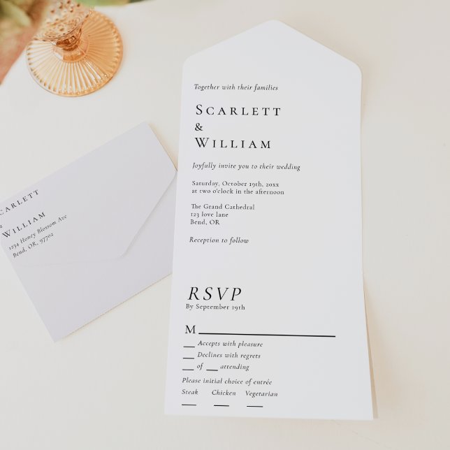 Casamento RSVP de Escolha Mínima de Menu Simples M (Criador carregado)