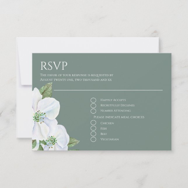 Casamento RSVP de Flor de Maçã Branca (Frente)