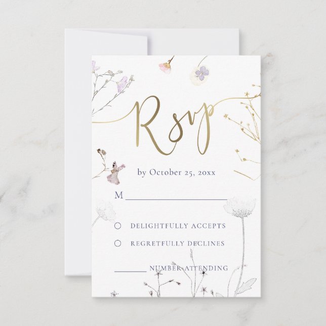 casamento RSVP de flores silvestres (Frente)