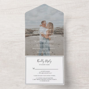 Casamento RSVP de Fotografia com Script Branco e P