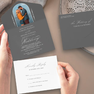 Casamento RSVP de Fotografia da Cinza de Calligraf