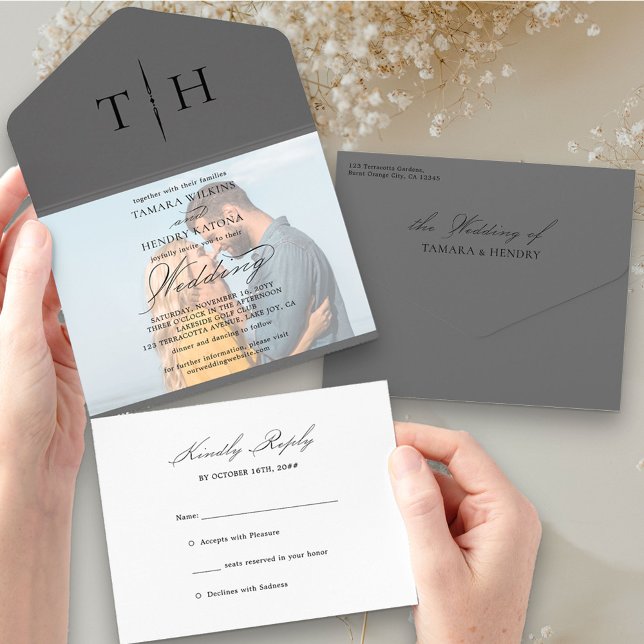 Casamento RSVP de Fotografias de Caligrafia Simple (Criador carregado)