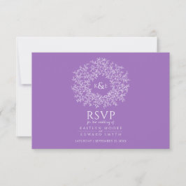 Casamento RSVP de monograma roxo desenhado com mão
