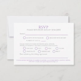 Casamento RSVP de monograma roxo desenhado com mão