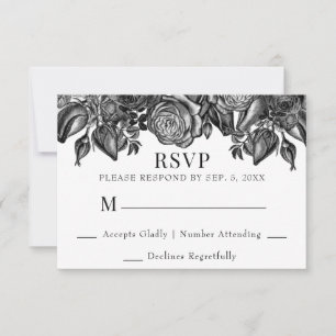 Casamento RSVP de Rosas Negras e Brancas