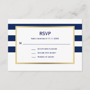 Casamento RSVP de Stripes Brancas Azuis do Marinho