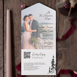 Casamento RSVP do Código QR da Floresta moderna da