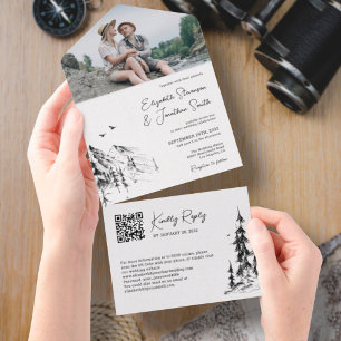 Casamento RSVP do Código QR da Floresta moderna da