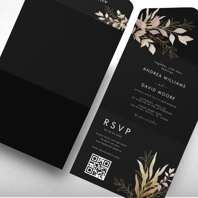 Casamento RSVP do Código QR do Código Verde Preto  (Criador carregado)