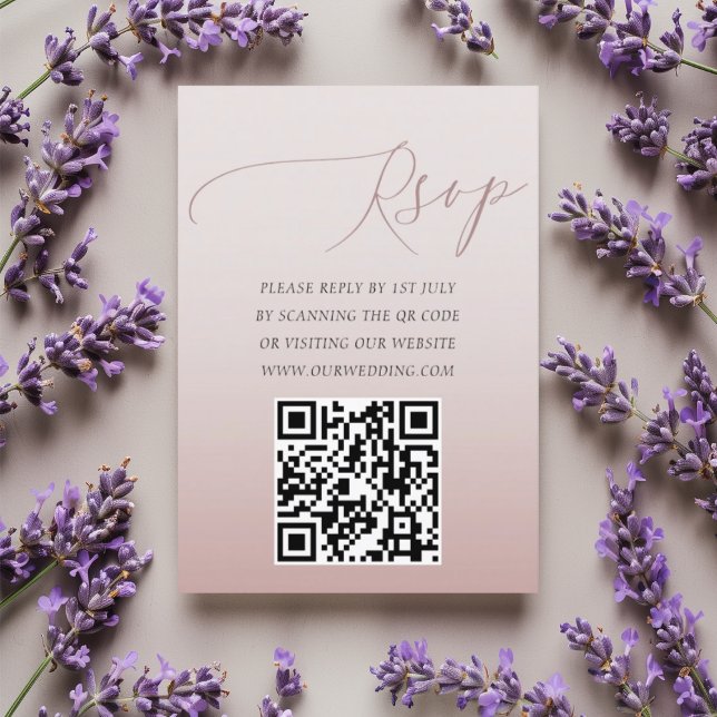 Casamento RSVP Dourado com Rosa de código QR mínim (Criador carregado)