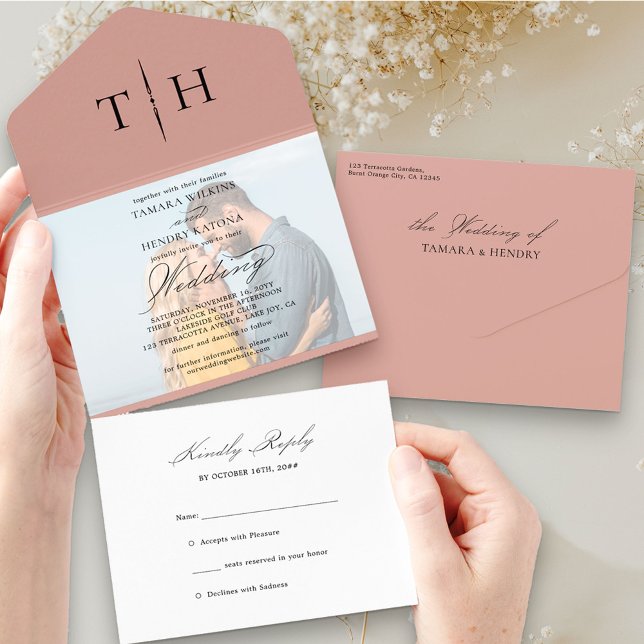 Casamento RSVP Dourado de Rosa de Fotografia de Ca (Criador carregado)