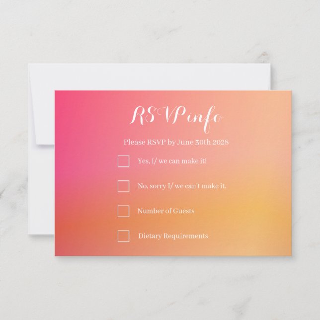 Casamento RSVP Elegante Orange Peach Ombre (Frente)