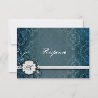 Casamento RSVP Elegante Vintage Monograma Damask