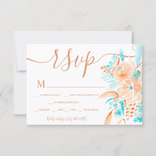 Casamento rsvp floral de coral de praia