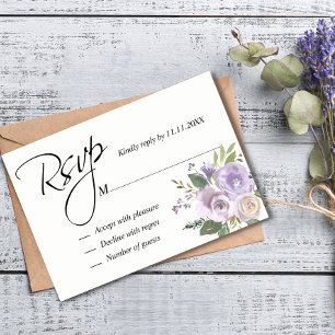 Casamento RSVP Floral de Lavanda Roxo