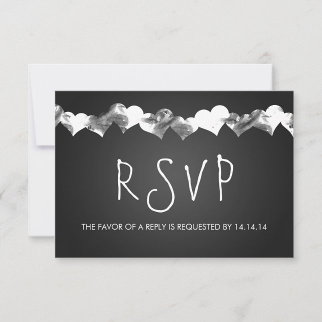 Casamento RSVP Grunge Hearts Black (Frente)