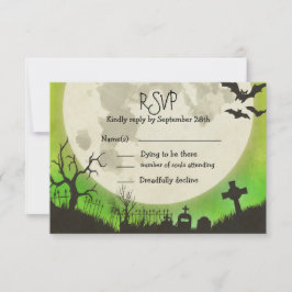 Casamento RSVP Halloween - verde com lua de cheio