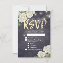 Casamento RSVP Hydrangea Flowers String Luzes Azul
