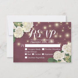 Casamento RSVP Hydrangea String Luzes Borgonha Ver