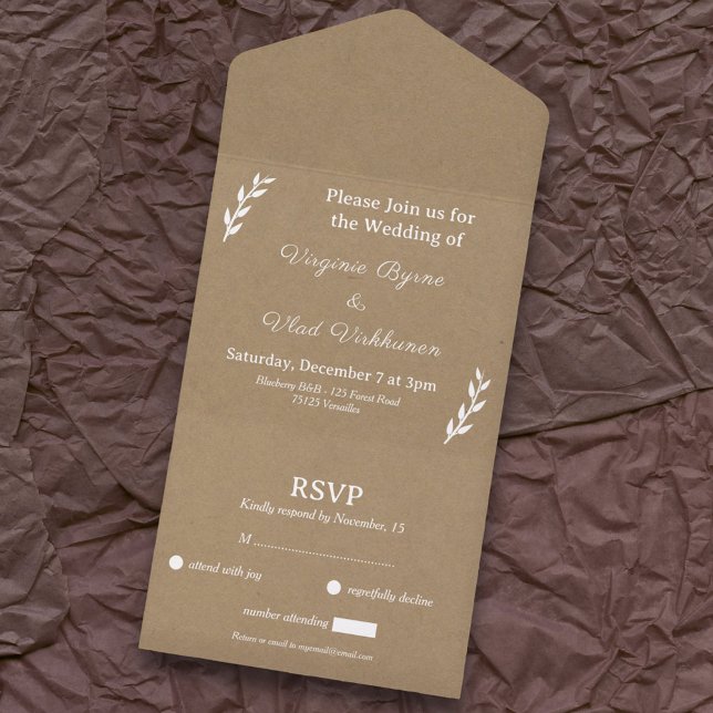 Casamento RSVP Kraft & Rustic Tudo Em Um Convite (Kraft & Rustic RSVP Wedding All In One Invitation)