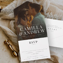 Casamento RSVP Moderno com Foto Elegante e Estilos