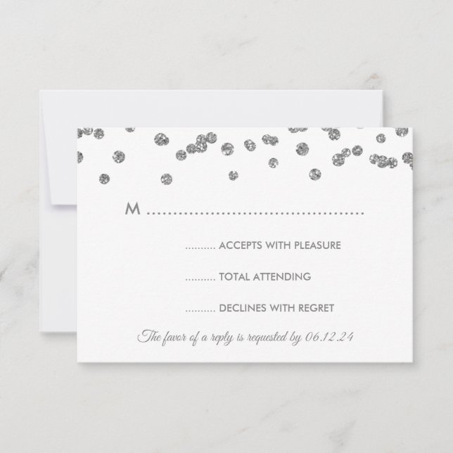 Casamento RSVP Silver Faux Glitter Confetti (Frente)