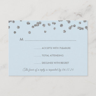 Casamento RSVP Silver Faux Glitter Confetti Ice Bl