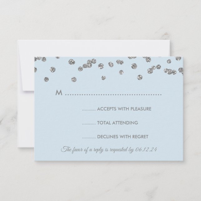 Casamento RSVP Silver Faux Glitter Confetti Ice Bl (Frente)