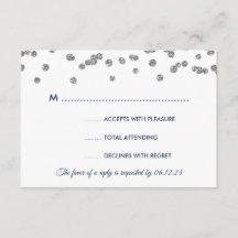 Casamento RSVP Silver Faux Glitter Confetti Marinh