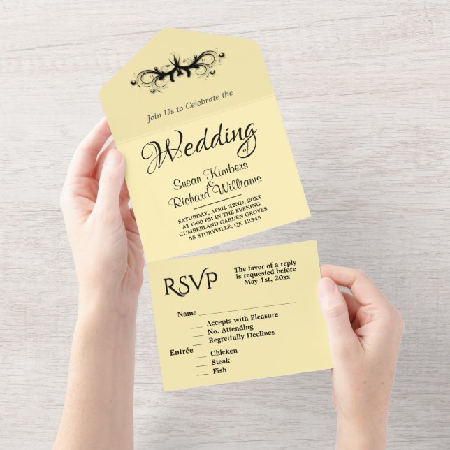Casamento Rsvp Simples De Leitelho E Tripla Preta (Tearaway)