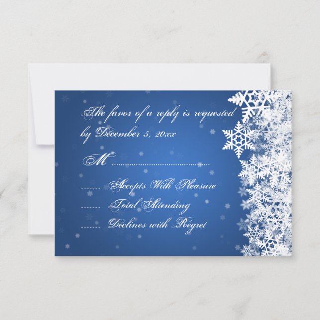 Casamento RSVP Winter Snowflakes Blue Sapphire (Frente)