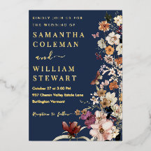 Casamento Russo de Marinho Azul Elegante Boho Wild