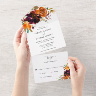 Casamento Russo Floral de Laranja Queimado