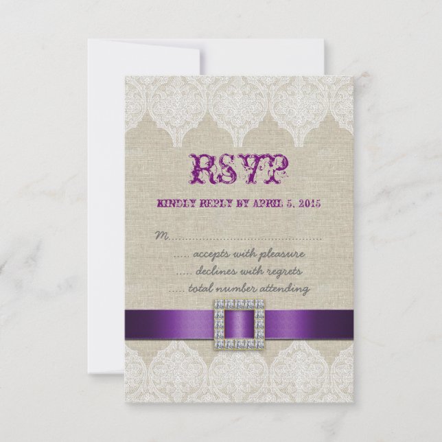 Casamento Russo RSVP RSVP Roxo Linen (Frente)
